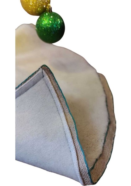, Yılbaşı Çam Ağacı Altı Örtüsü, Çam Ağacı Ayak Halısı Örtüsü, Krem Renk, Peluş 70 cm