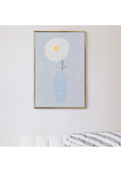 Vazoda Çiçek Posteri: Sanat. Açık Mavi Nötr Tonlarda Iskandinav Bohem Tarzı Çiçek Duvar Sanatı, Pastel Sanat modelleri