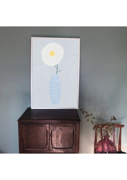 Vazoda Çiçek Posteri: Sanat. Açık Mavi Nötr Tonlarda Iskandinav Bohem Tarzı Çiçek Duvar Sanatı, Pastel Sanat indirimleri
