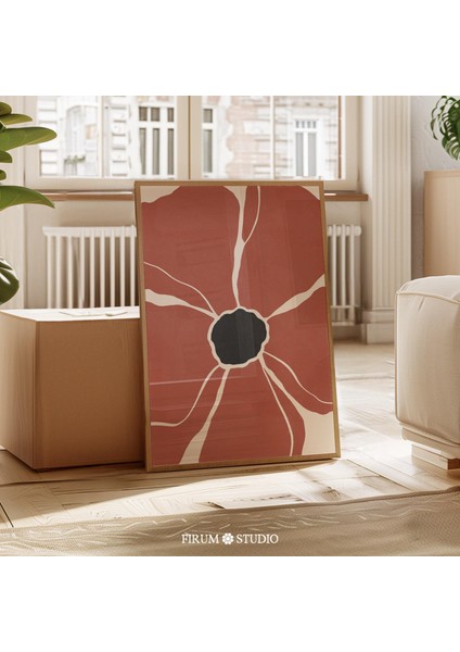 Kırmızı Gelincik, Sanat, Toprak Tonları, Çiçek Illüstrasyonu