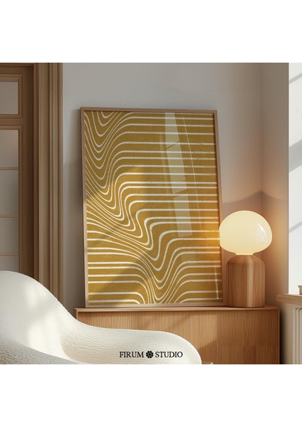 Hardal Sarısı Boho Sanatı, Soyut Çizgi Sanatı, Fırça Darbeleri Sanatı