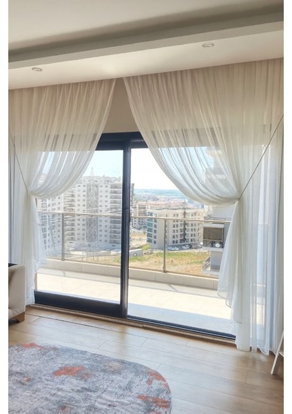 Kruvaze Bambu Düz Tül Perde 2 Adet Halat Hediyeli Sık Pileli - Tül,perde,fon,blackout,güneşlik,