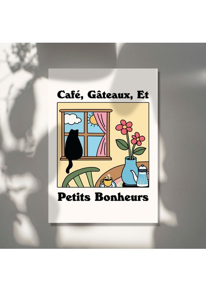 Fransız Kafe Chat Noir Baskısı, Retro Kedi Posteri, Bistro Kahve Posterleri, Le Chat, Le Gateaux Alıntısı fırsatları