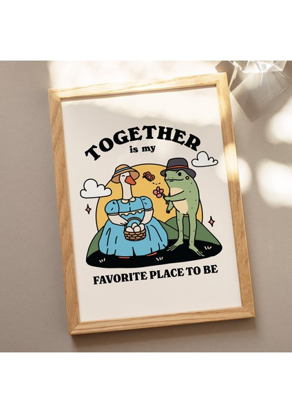 Sevimli Kurbağa ve Kaz Baskısı, Birlikte En Sevdiğim Yer Alıntısı, Romantik Duvar Dekoru fiyatları