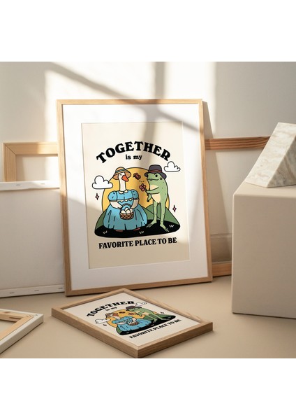 Sevimli Kurbağa ve Kaz Baskısı, Birlikte En Sevdiğim Yer Alıntısı, Romantik Duvar Dekoru modelleri