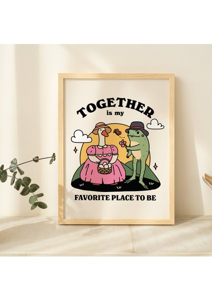 Sevimli Kurbağa ve Kaz Baskısı, Birlikte En Sevdiğim Yer Alıntısı, Romantik Duvar Dekoru fırsatları