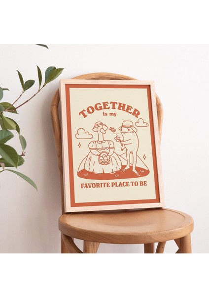 Sevimli Kurbağa ve Kaz Baskısı, Birlikte En Sevdiğim Yer Alıntısı, Romantik Duvar Dekoru indirimleri