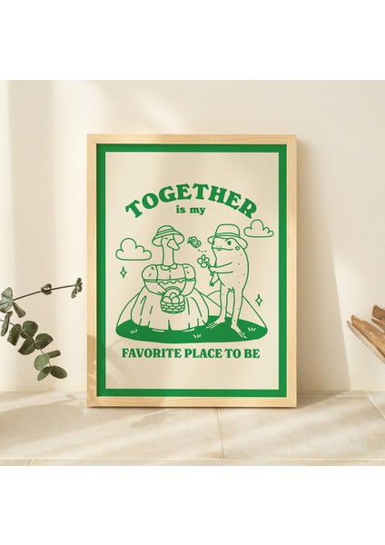 Sevimli Kurbağa ve Kaz Baskısı, Birlikte En Sevdiğim Yer Alıntısı, Romantik Duvar Dekoru