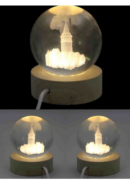 Tarihi Büyüleyici Galata Kulesi Īstanbul’un Îkonik Simgesi Usb'li Ahşap Taban 3D Kristal Cam Kar Küresi LED Işıklı Tek Renk Gün Işığı Dekoratif Hediyelik Eşya Masaüstü Aksesuar indirimleri