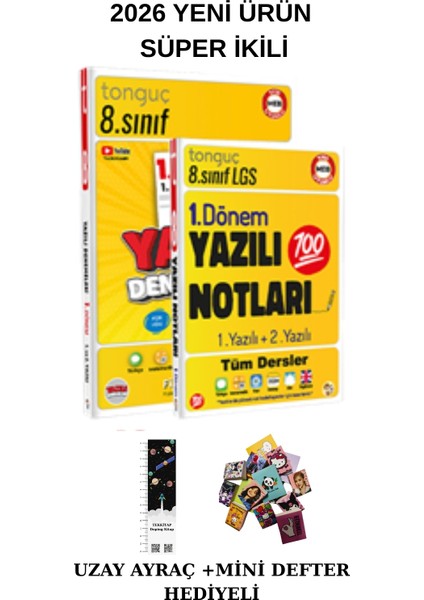 Tonguç 8. Sınıf 1. Dönem Yazılı Notları ve Yazılı Denemesi Süper Ikili Yeni(Uzay A.+Mini DFTR)2026