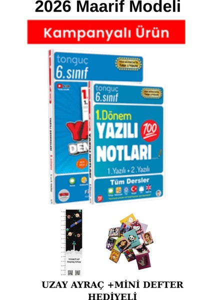 Tonguç 6. Sınıf 1. Dönem Yazılı Notları ve Yazılı Denemesi Süper Ikili (Uzay A.+Mini DEFTER)2026