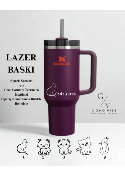 Kişiselleştirilebilir Quencher Pipetli Termos 1,18 L Mor fırsatları