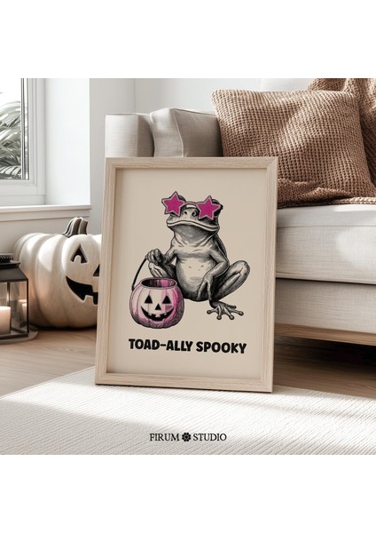 Kurbağa Temalı Ürkütücü Retro Sevimli Kurbağa Sanatı