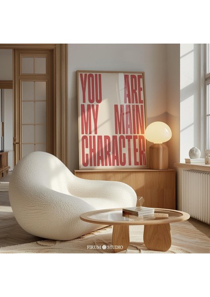 Sevgililer Günü Için Kırmızı ve Bej Renklerinde Modern Tipografik Aşk - Şık Daire Veya Yatak Odası Dekoru Için Minimalist Duvar Sanatı |