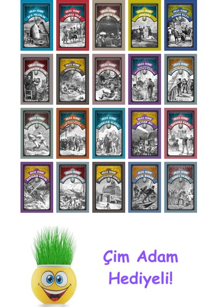 Jules Verne 20 Kitap Seti + Çim Adam Hediye