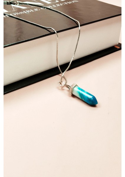 Anyolit 1 Doğal Taşı Zincirli El Yapımı Tasarımlı Kolye Uç: 3,5 cm Zincir: 20 cm Kutulu modelleri