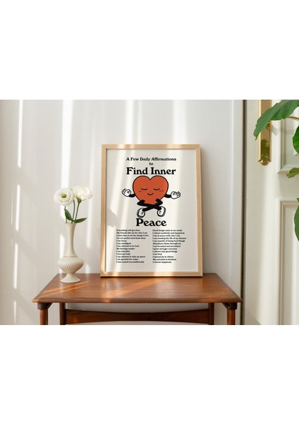 Günlük Olumlamalar Duvar Baskısı, Retro Meditasyon Illüstrasyonu, Sevimli Tipografik Poster modelleri