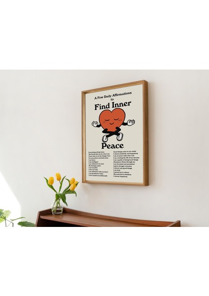 Günlük Olumlamalar Duvar Baskısı, Retro Meditasyon Illüstrasyonu, Sevimli Tipografik Poster fırsatları