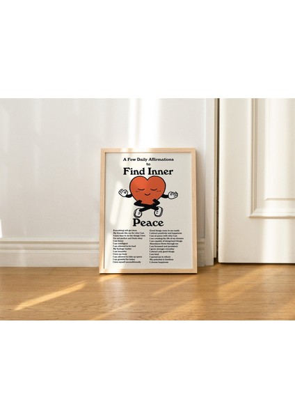 Günlük Olumlamalar Duvar Baskısı, Retro Meditasyon Illüstrasyonu, Sevimli Tipografik Poster indirimleri