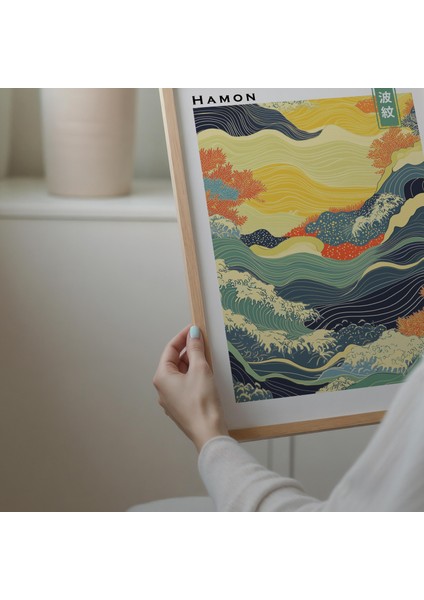 Japandi Dalga Duvar Sanatı, Japon Okyanus Stili, Wabi Sabi Su Deseni fiyatları