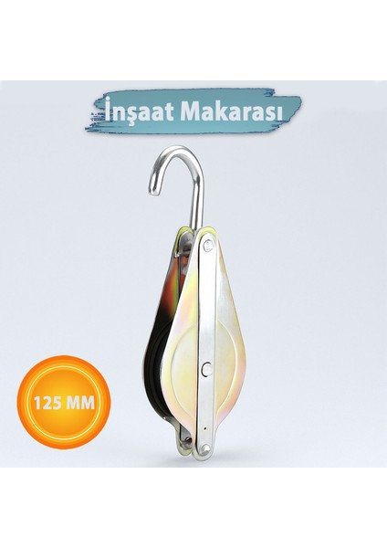 Metal Inşaat Makarası 125 mm Dayanıklı Taşıma Yük Kaldırma Kasnak Sistemi Şantiye Vinç Aksesuarı