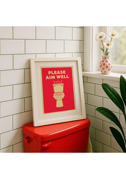 Komik Banyo Tabelası: Retro Tuvalet Mizahı Tuvalet Posteri ( )