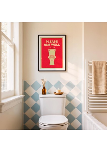 Komik Banyo Tabelası: Retro Tuvalet Mizahı Tuvalet Posteri ( ) fiyatları