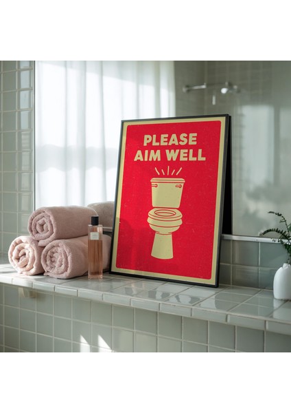 Komik Banyo Tabelası: Retro Tuvalet Mizahı Tuvalet Posteri ( )