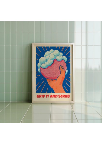 Retro El Yıkama Posteri: Mizah Dolu Banyo Sanatı (, / Dosya)