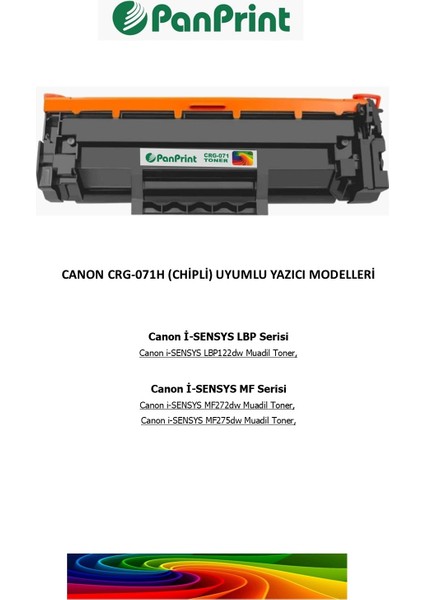 Canon I-Sensys MF275DW Muadil Toner Yüksek Kapasiteli (Chipli) 2500 Sf. fiyatları