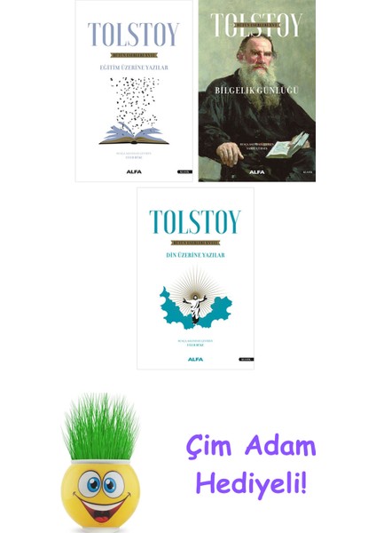 Lev Nikolayeviç Tolstoy 3 Kitap Seti + Çim Adam Hediye