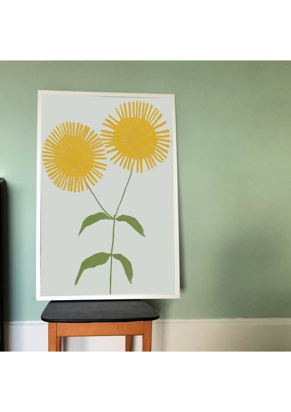 Sarı Ayçiçekleri: Illüstrasyon. Çiçekli Oda Dekoru indirimleri