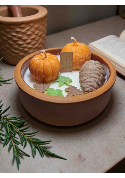 Toprak Kase Sonbahar Balkabak Figürlü Aromateraphy Dekoratif Kokulu Mum fiyatları