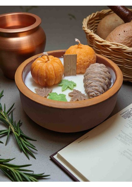Toprak Kase Sonbahar Balkabak Figürlü Aromateraphy Dekoratif Kokulu Mum modelleri