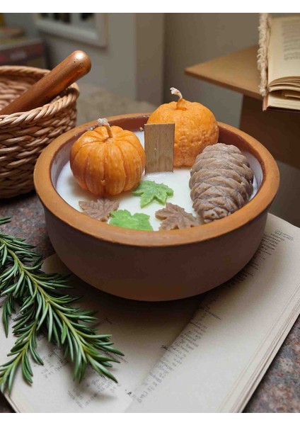 Toprak Kase Sonbahar Balkabak Figürlü Aromateraphy Dekoratif Kokulu Mum fırsatları