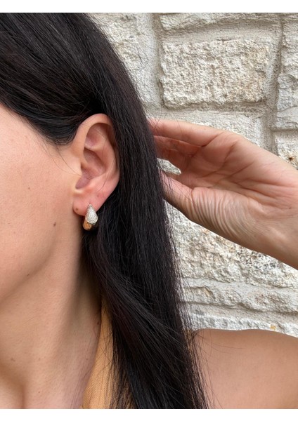 Xuping Damla Model Zirkon Taşlı Gold Küpe