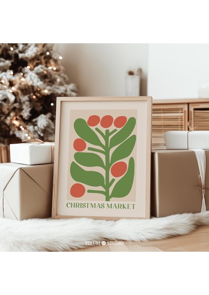 Sevimli Soyut Noel Botanik Duvar Sanatı, Renkli Tatil