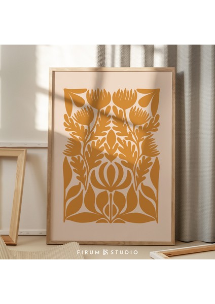 Yanık Turuncu, Çiçek Sanatı, Soyut Botanik, Bohem Duvar Dekoru, Sıcak Ton fiyatları