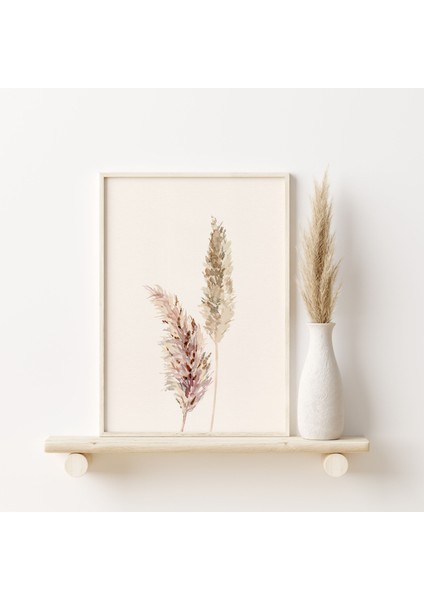 Kuru Ot Duvar Sanatı, Bohem Minimalist Sanat, Toprak Tonlarında Duvar Sanatı, Pampas Otu