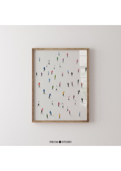 Minimal Kayakçılar - Retro Kış Duvar Dekoru | Kış Sporları Sanat Posteri | Trend Kabin Estetiği ve Hafif Kış Dekoru | fiyatları