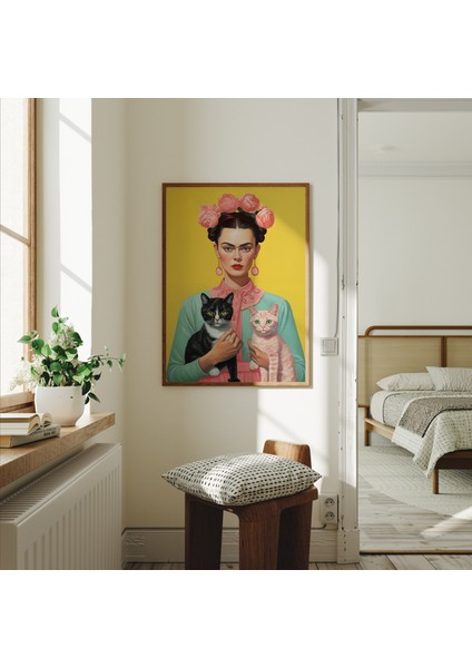 Frida Kahlo'nun Sevimli Kedilerle Sarı Fotoğrafı, Frida Kahlo, Frida Khalo, Baskılar modelleri