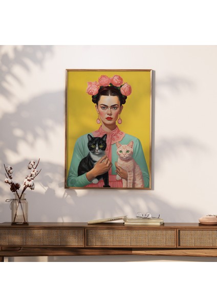 Frida Kahlo'nun Sevimli Kedilerle Sarı Fotoğrafı, Frida Kahlo, Frida Khalo, Baskılar