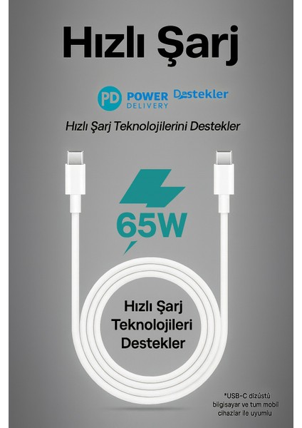 Xxl Type-C Şarj Kablosu 65W Hızlı Şarj Destekli– 3 Metre | Hızlı ve Güçlü Şarj Performansı