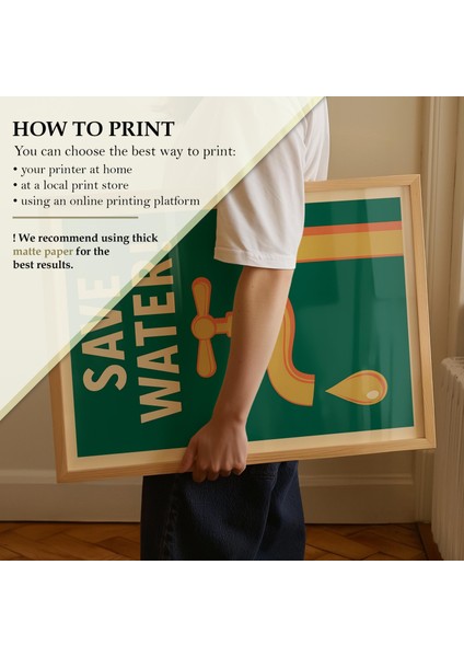 Su Tasarrufu Banyo Posteri: Retro Musluklu Tuvalet Sanatı ( & ) modelleri