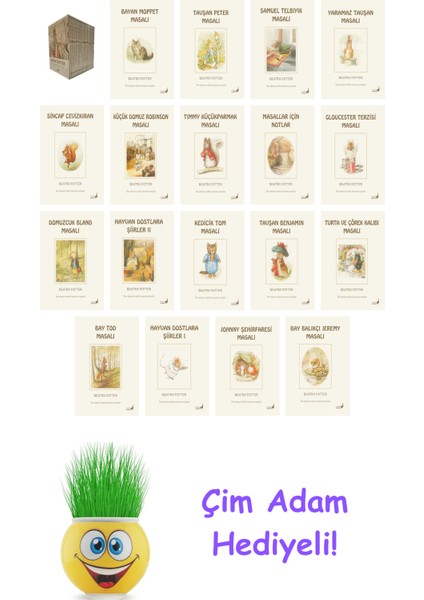Beatrix Potter 19 Kitap Seti + Çim Adam Hediye