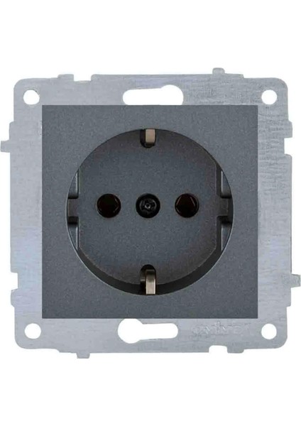 Grano Metalik Füme Topraklı Priz