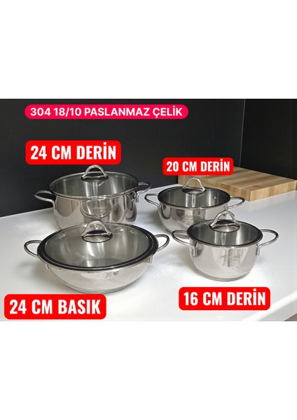 Linda 8 Parça Çelik Tencere Seti fiyatları