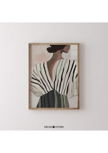 Siyah Beyaz Çizgili Modern Kadın - Giyinme Odaları Için Duvar Dekoru ve Kadınsı Estetik | Trend Duvar Sanatı | fiyatları