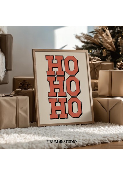 Ho Ho Ho Noel Duvar Sanatı, Modern Tatil Tipografi Dekoru