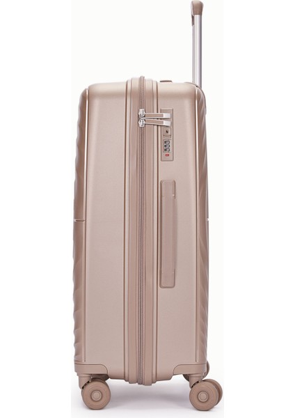 Benetton 2'li Set Orta ve Kabin Boy %100 Polipropilen Valiz Şampanya 14BNT8002 modelleri